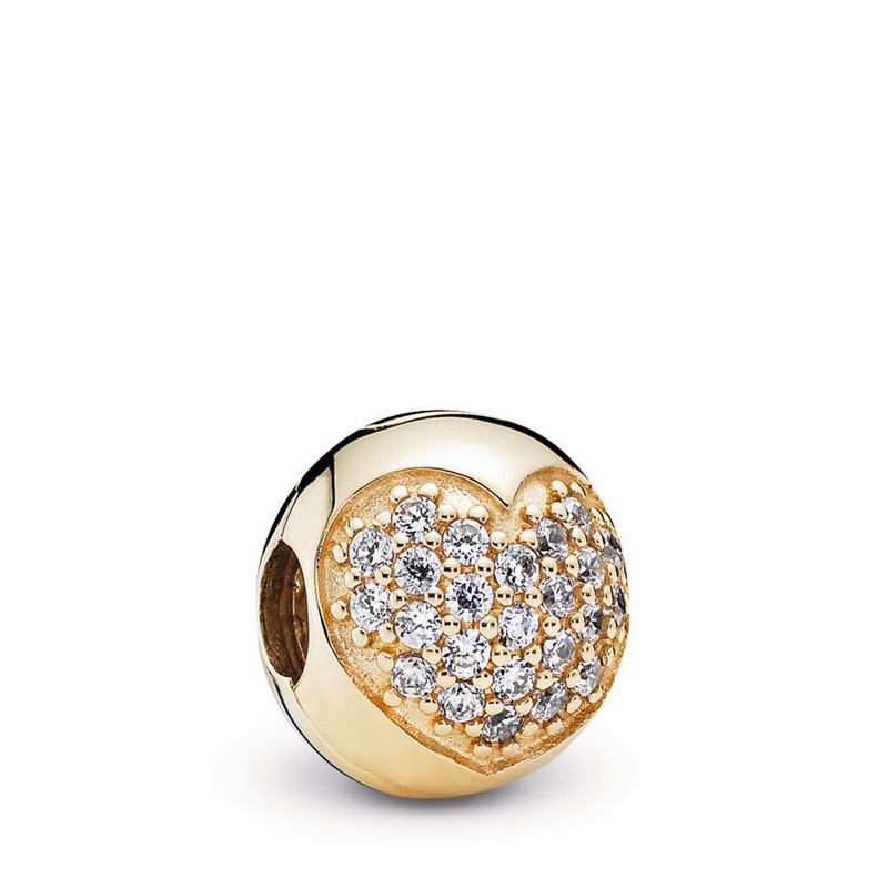 Pandora Love Of My Life Clip Charm - Yellow Gold 14 K/Cubic Zirconia - Canada | TI3507ZP